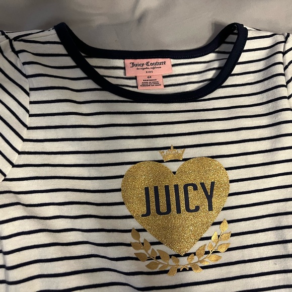 Juicy Couture Gold Heart Striped Top with Navy Leggings - Picture 2 of 8